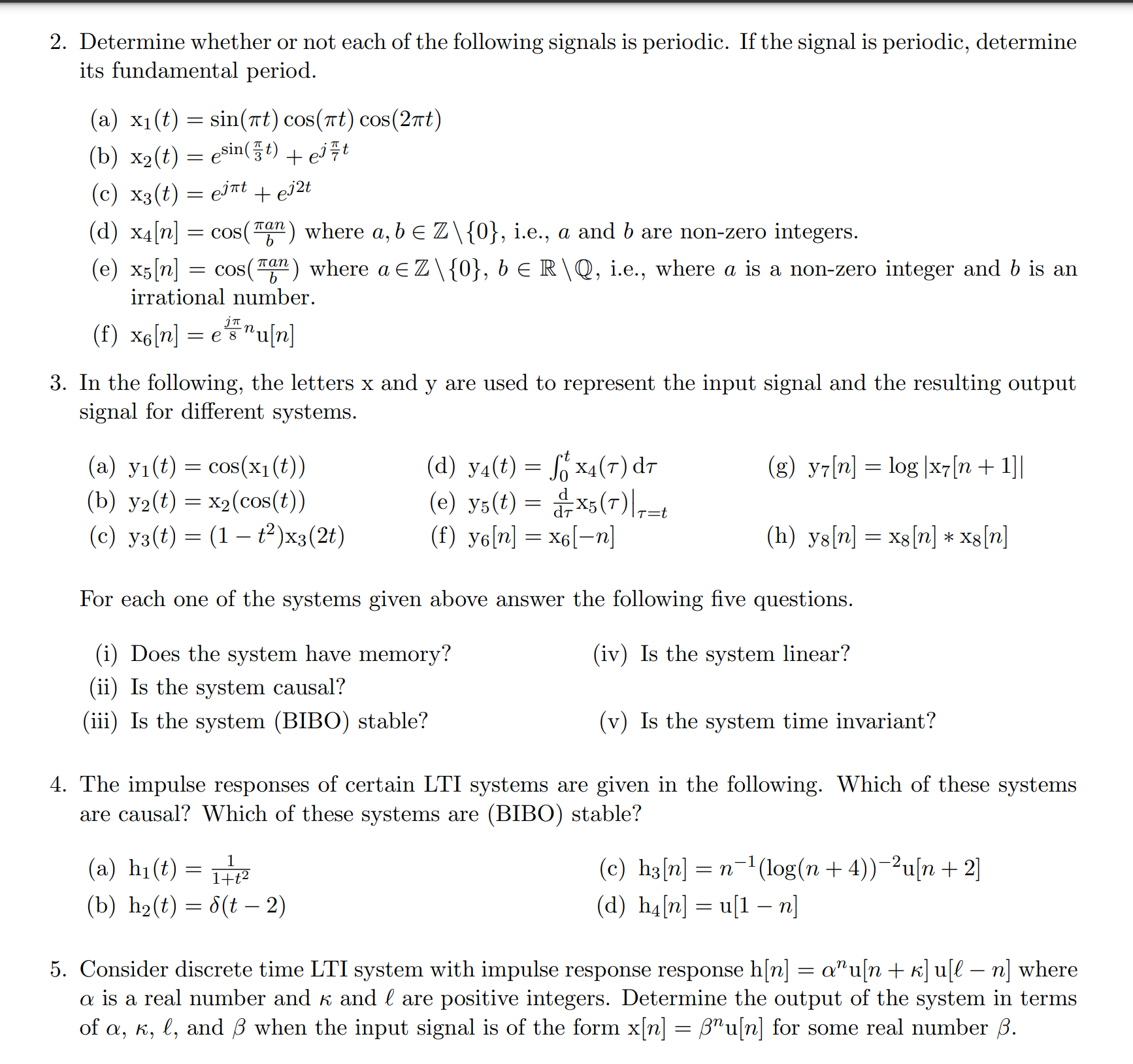 Solved 2. Determine whether or not each of the following | Chegg.com