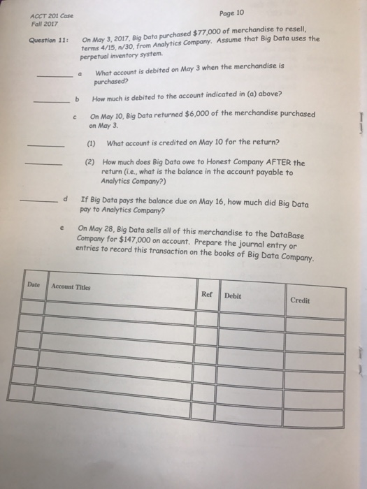 Solved ACCT 201 Case Fall 2017 Page 7 Question 7 Using The | Chegg.com