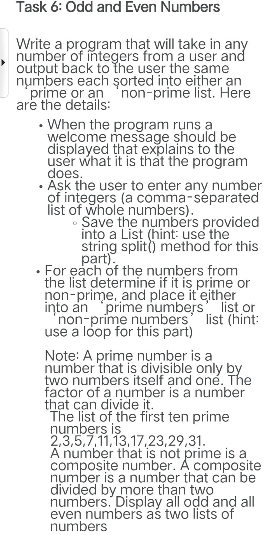 Solved Task 6: Odd and Even Numbers Write a program that | Chegg.com