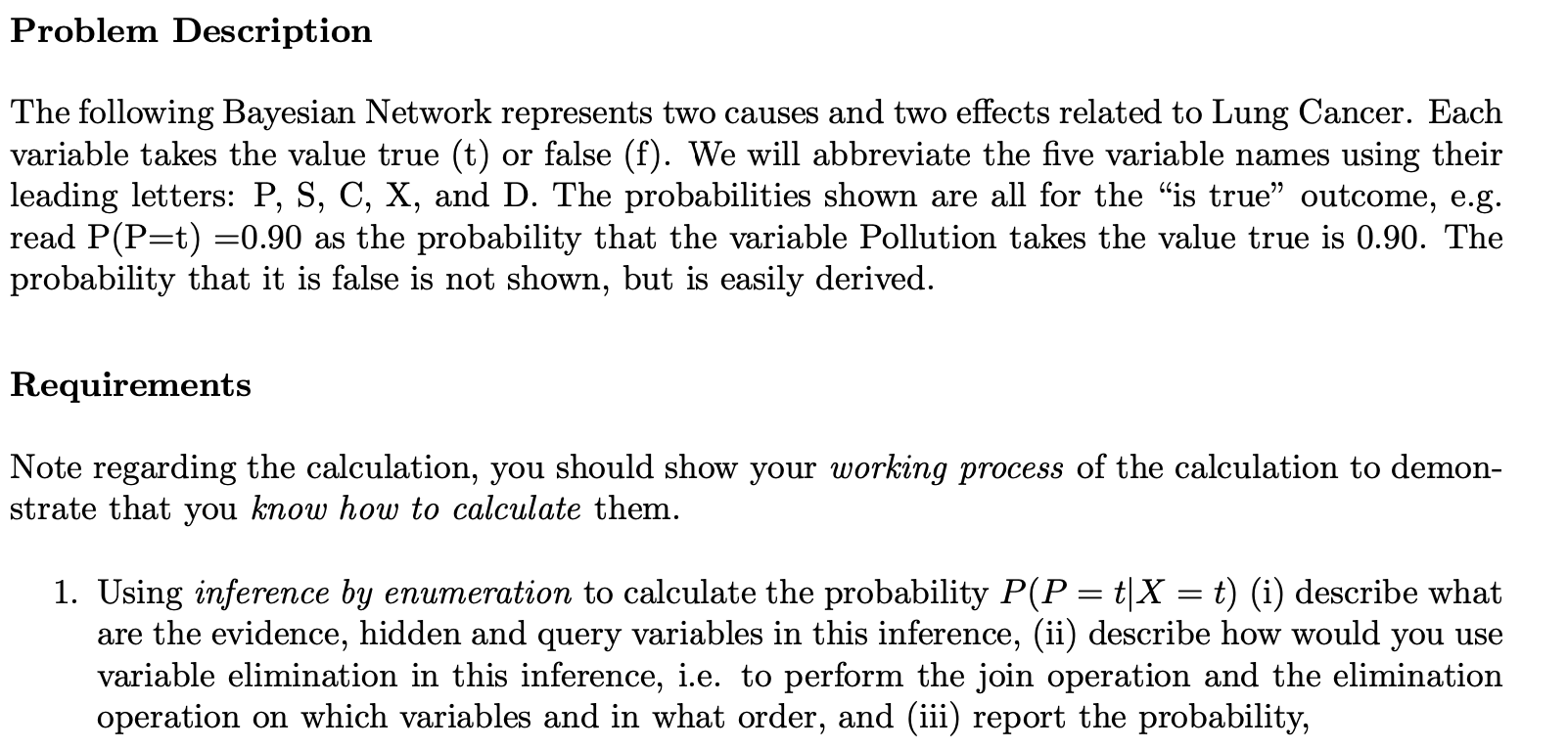 Solved Problem Description The following Bayesian Network | Chegg.com