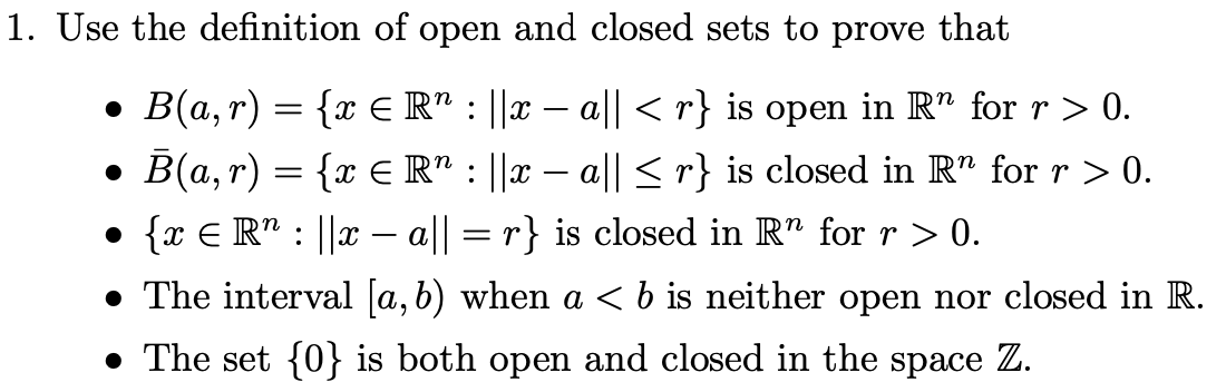 Solved Use the definition of open and closed sets to prove Chegg