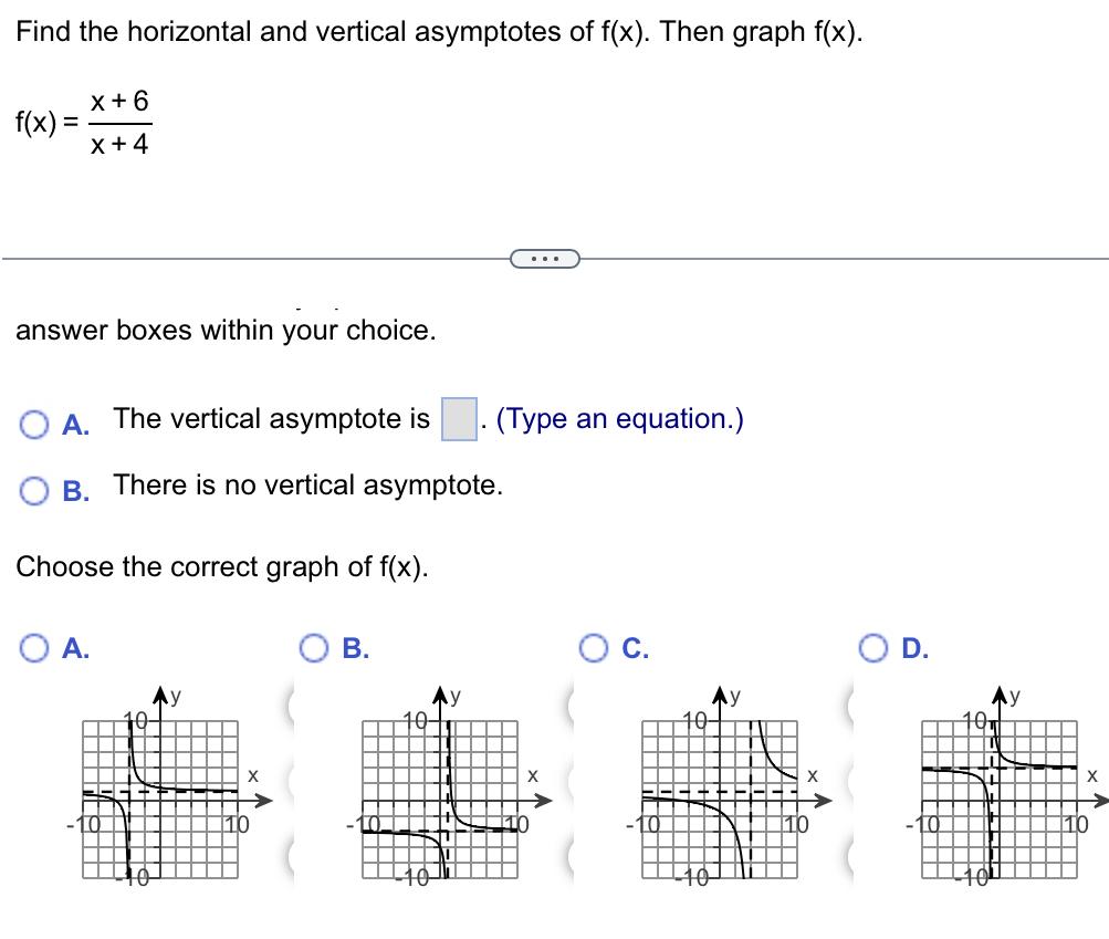 Solved Find the horizontal and vertical asymptotes of f(x).