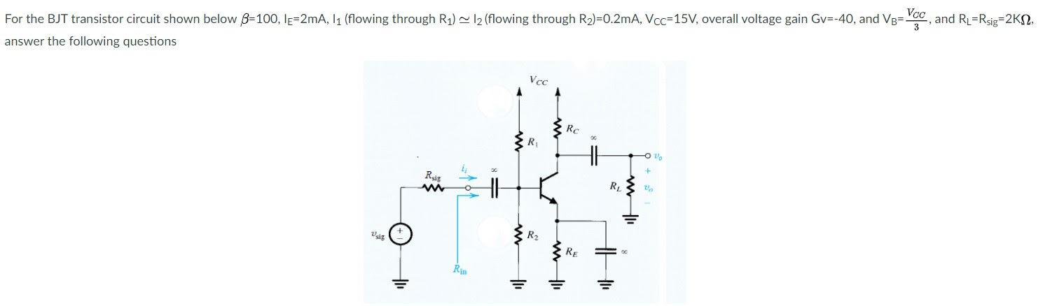 Solved For the BJT transistor circuit shown below B=100, | Chegg.com