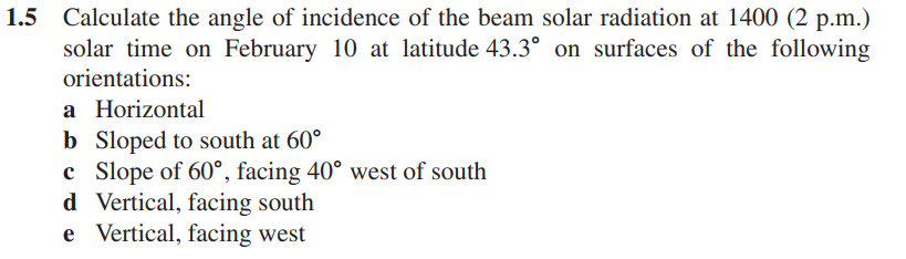 Solved Solar Thermal Engineering Answers: A. 64.4˚, B. | Chegg.com