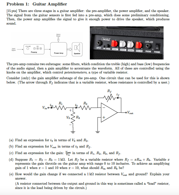 Solved Problem 1: Guitar Amplifier [15 pts] There are three | Chegg.com