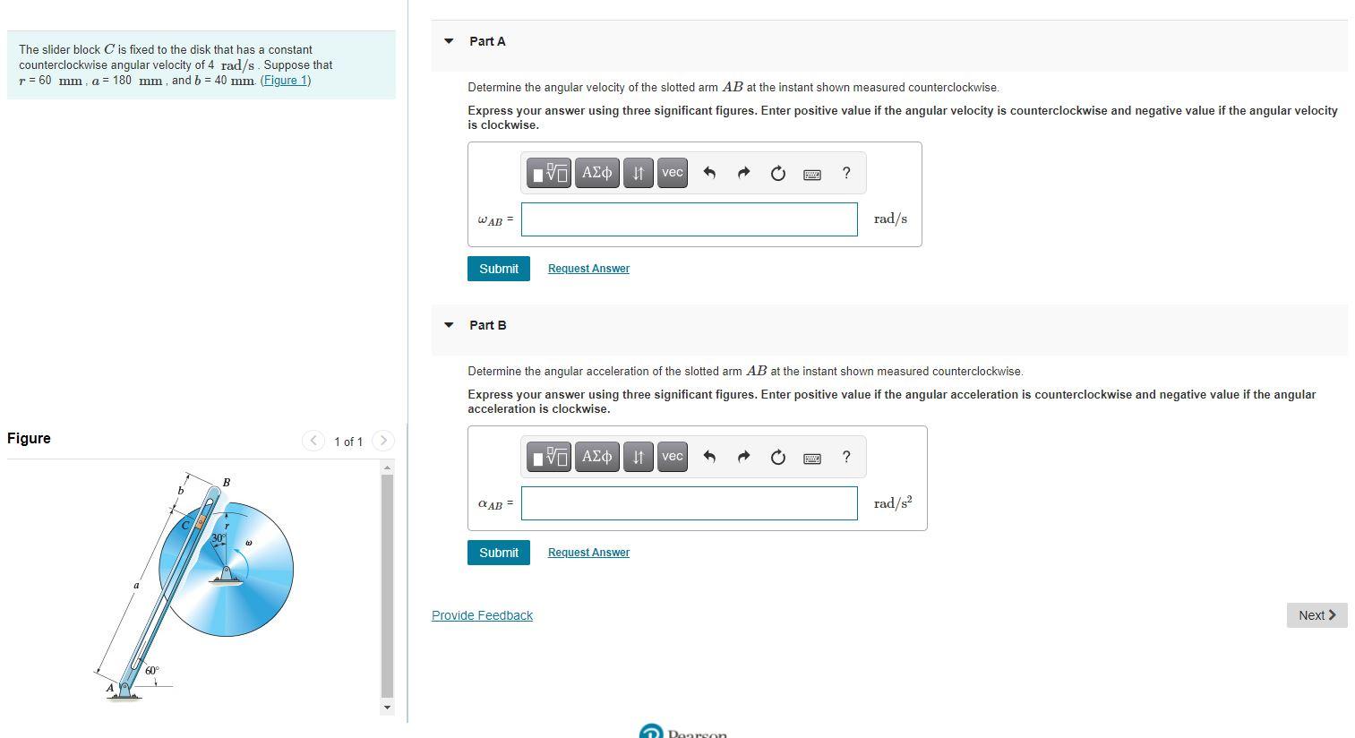 Solved The slider block C is fixed to the disk that has a | Chegg.com