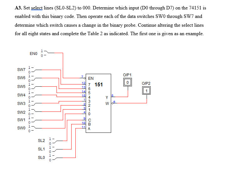 Solved A3. Set select lines (SLO-SL2) to 000. Determine | Chegg.com