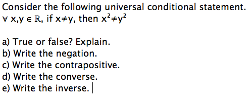 Solved Consider the following universal conditional | Chegg.com