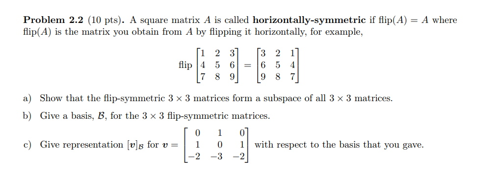Solved Problem 2.2 (10 pts).Linear Algebra. A square matrix | Chegg.com