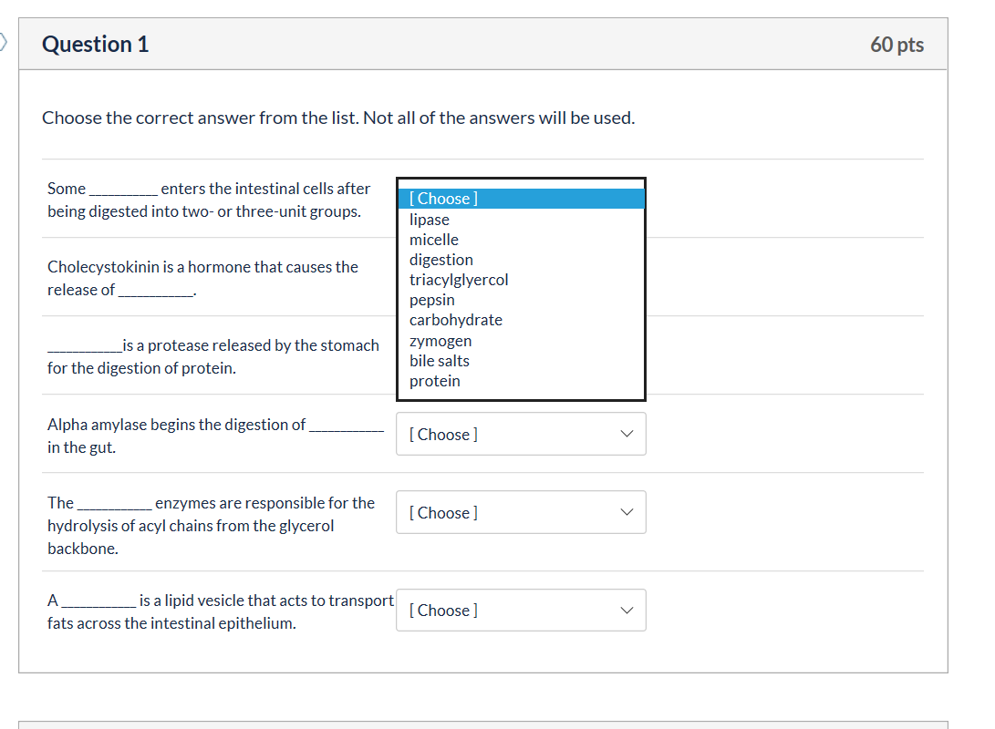 Solved Question 1 60 pts Choose the correct answer from the | Chegg.com