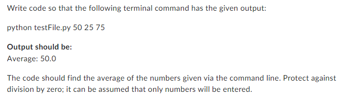 Solved Write code so that the following terminal command has | Chegg.com