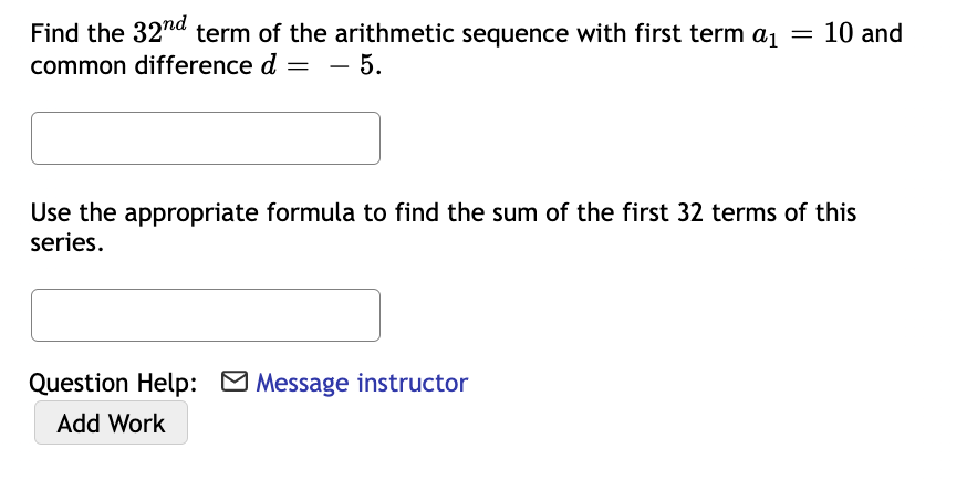 Solved = Find the 32nd term of the arithmetic sequence with | Chegg.com