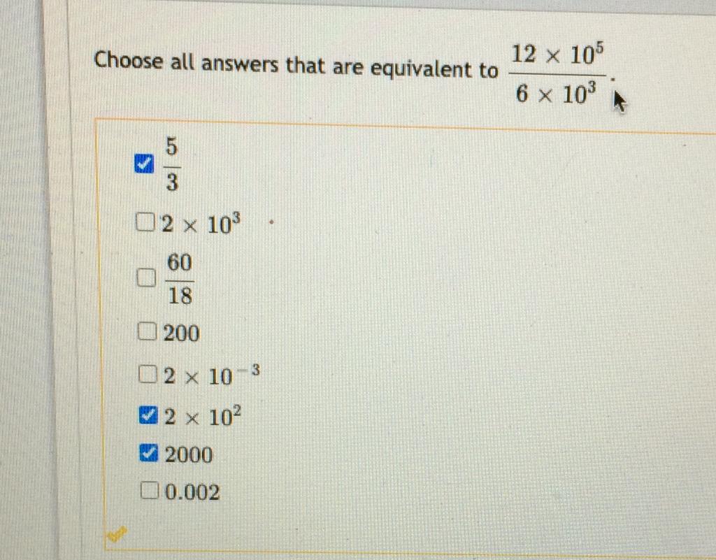 Solved Choose all answers that are equivalent to 12 x 105 6 | Chegg.com