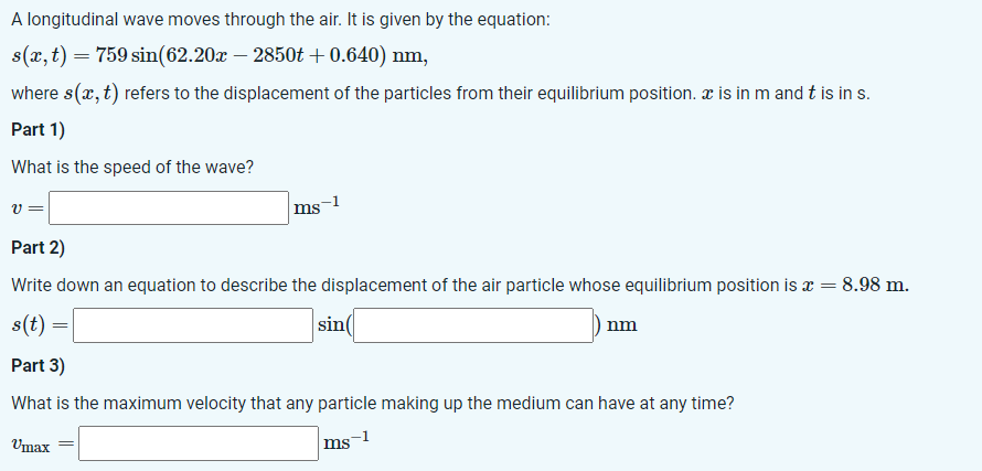 Solved A longitudinal wave moves through the air. It is | Chegg.com