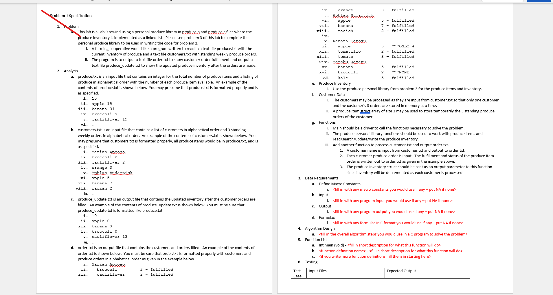 Solved Problem 1 Specification e. 1. oblem This lab is a Lab | Chegg.com
