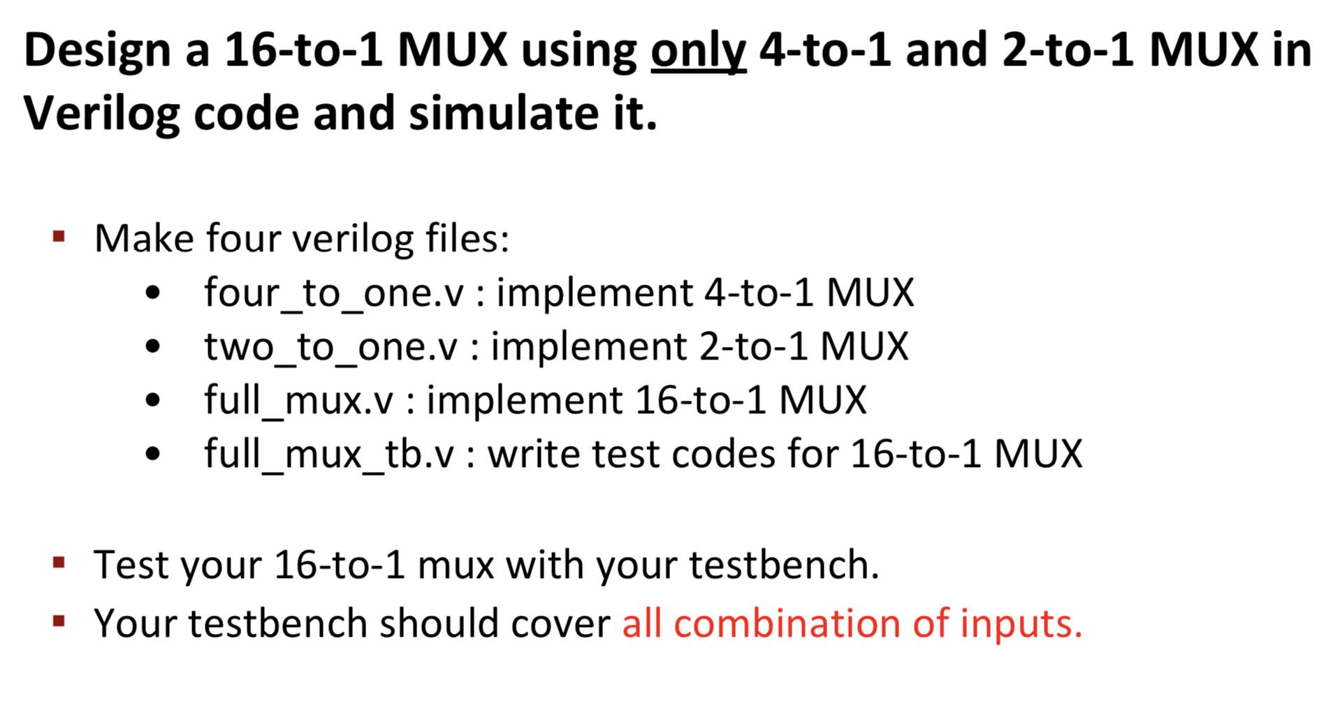 2 to 1 mux verilog code with testbench