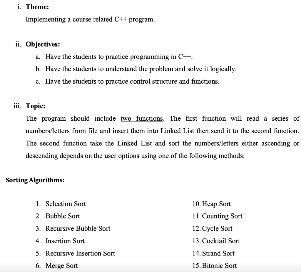 Solved i. Theme: Implementing a course related C++ program. | Chegg.com