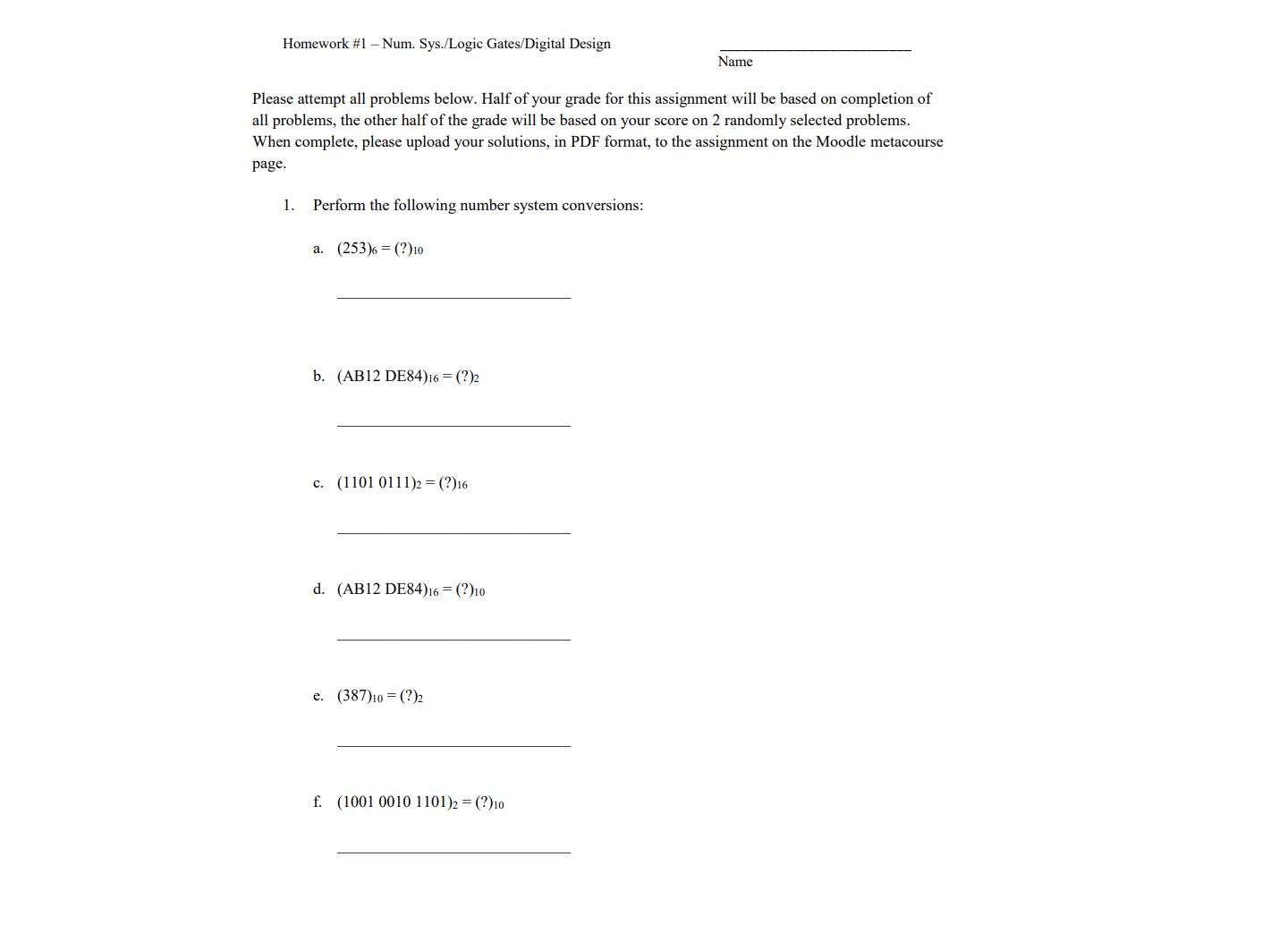 Solved Please attempt all problems below. Half of your grade | Chegg.com