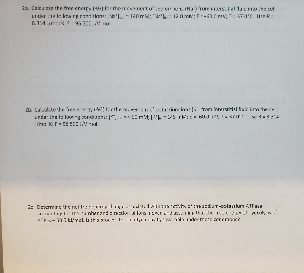 Solved 2a Calculate The Free Energy Ag For The Movemen Chegg Com