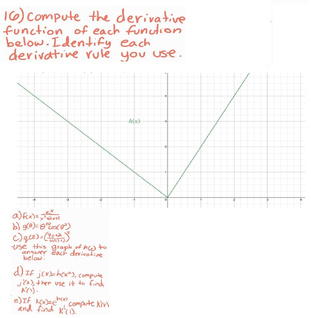 Solved 10 Compute The Derivative Function Of Each Functi Chegg Com