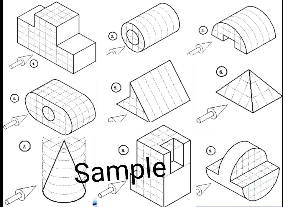 Solved Sketch the Front, Top, Side views of the object. The