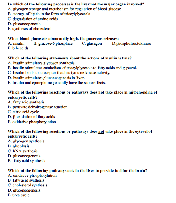 Solved In which of the following processes is the liver not