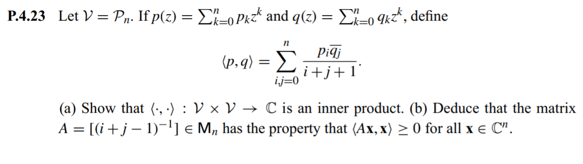 P 4 23 Let V Pn If P Z X Opkzk And Q Z X O Chegg Com