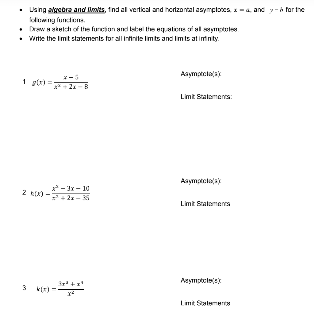 Solved . Using Algebra And Limits, Find All Vertical And | Chegg.com