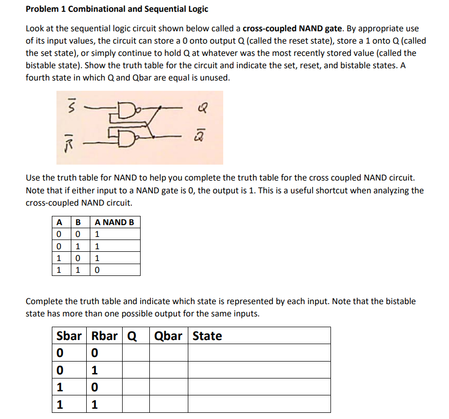 Solved Problem 1 Combinational and Sequential Logic Look at | Chegg.com