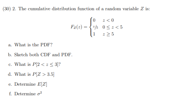 30 2 The Cumulative Distribution Function Of A Chegg Com