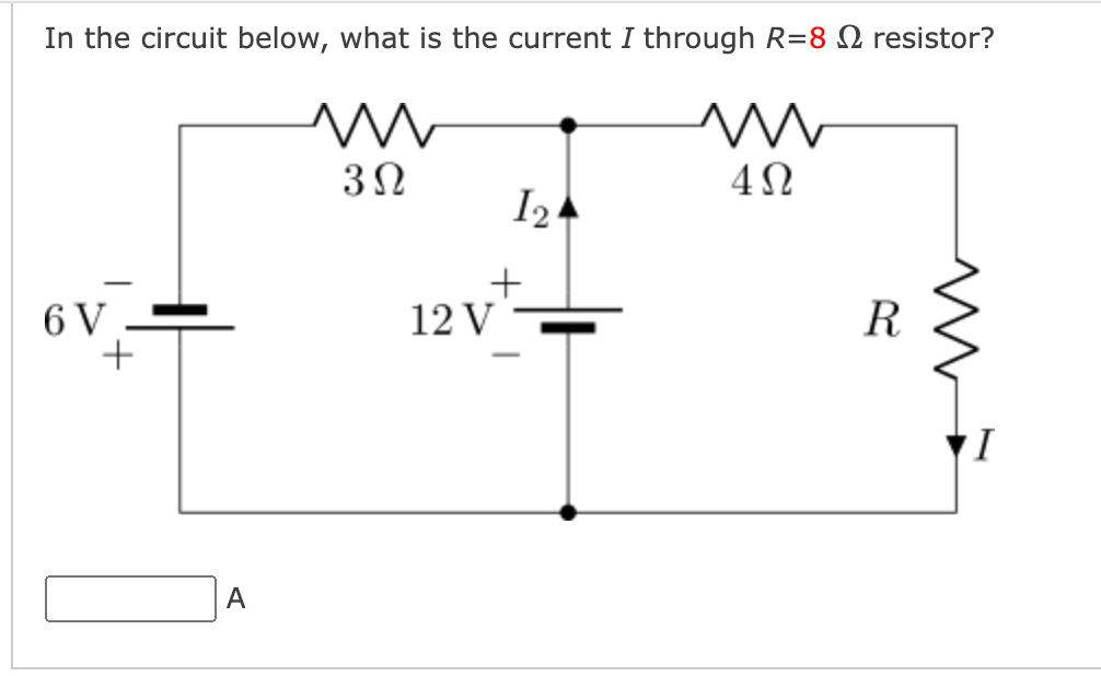Solved In the circuit below, what is the current I through | Chegg.com