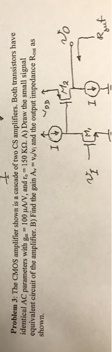 Solved Problem 3: The CMOS amplifier shown is a cascade of | Chegg.com