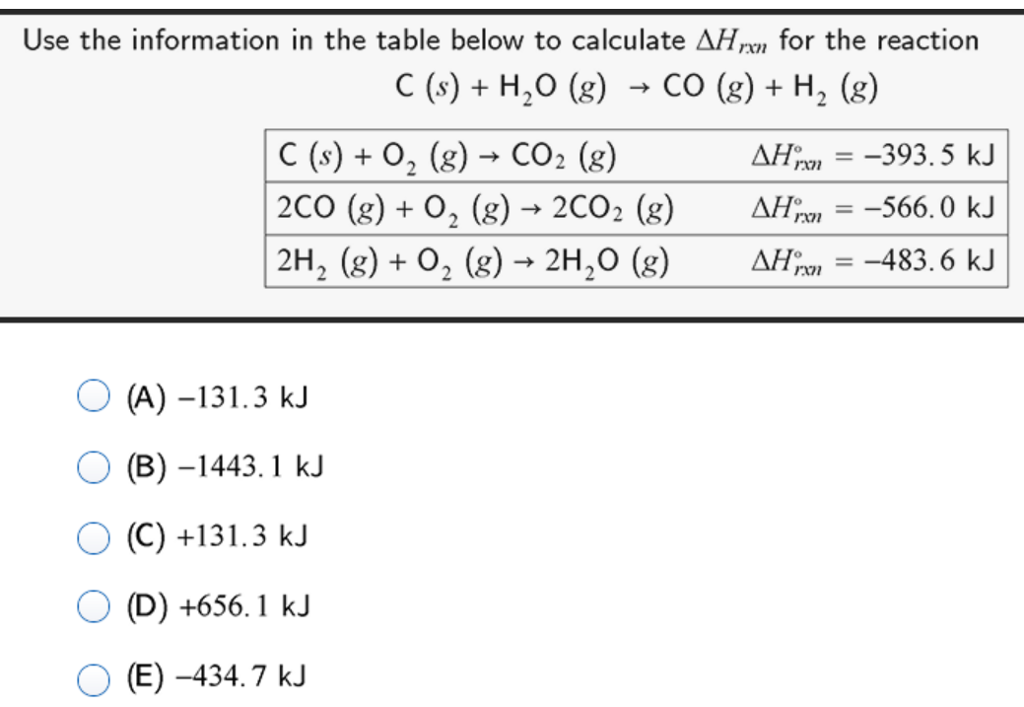 Solved Use the information in the table below to calculate | Chegg.com