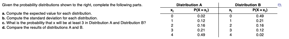 Solved Given The Probability Distributions Shown To The | Chegg.com