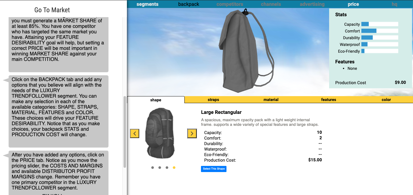 segments backpack competitors channels advertising