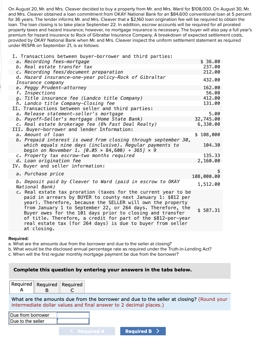 Solved On August 20, Mr. and Mrs. Cleaver decided to buy a | Chegg.com