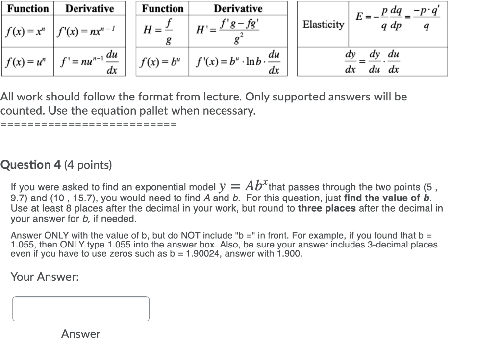 Solved Function Derivative Function Derivative E P Dq Chegg Com