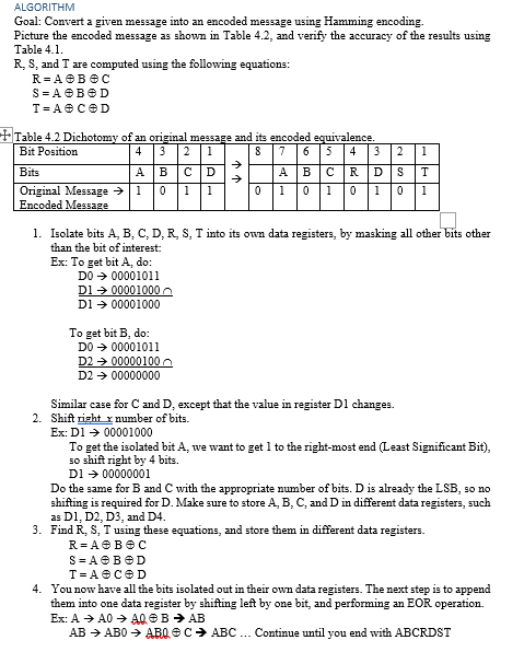 I. Lab 4.0 - Hamming Code DESCRIPTION The Hamming | Chegg.com