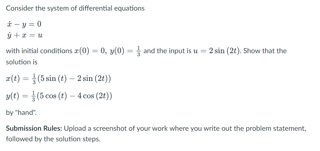 Solved Consider the system of differential equations | Chegg.com