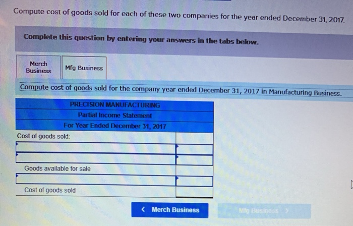 Solved Exercise 1-11 Cost Of Goods Sold Computation LO P1 | Chegg.com