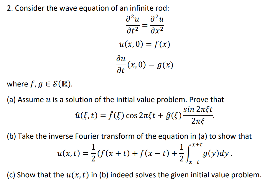 2 Consider The Wave Equation Of An Infinite Rod Chegg Com