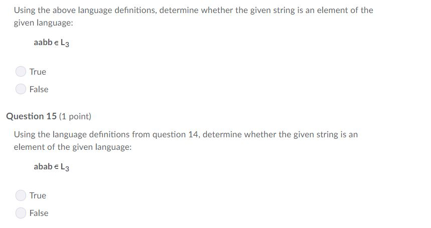 Solved Question 16 (1 point) Using the language | Chegg.com