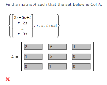 Solved Find a matrix A such that the set below is Col A. | Chegg.com