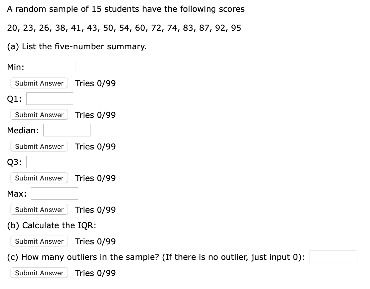 Solved A random sample of 15 students have the following | Chegg.com