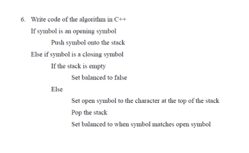 Solved 6. Write code of the algorithm in C++ If symbol is an | Chegg.com