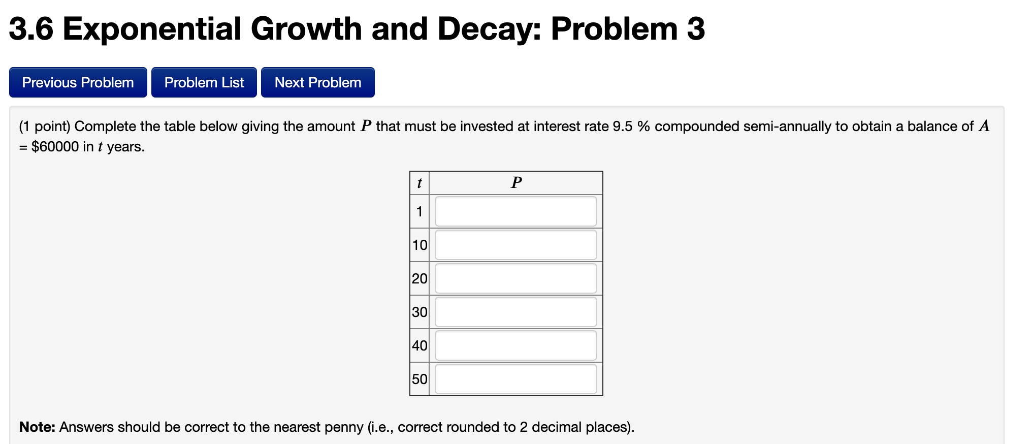 Solved 3.6 Exponential Growth and Decay: Problem 1 Previous | Chegg.com