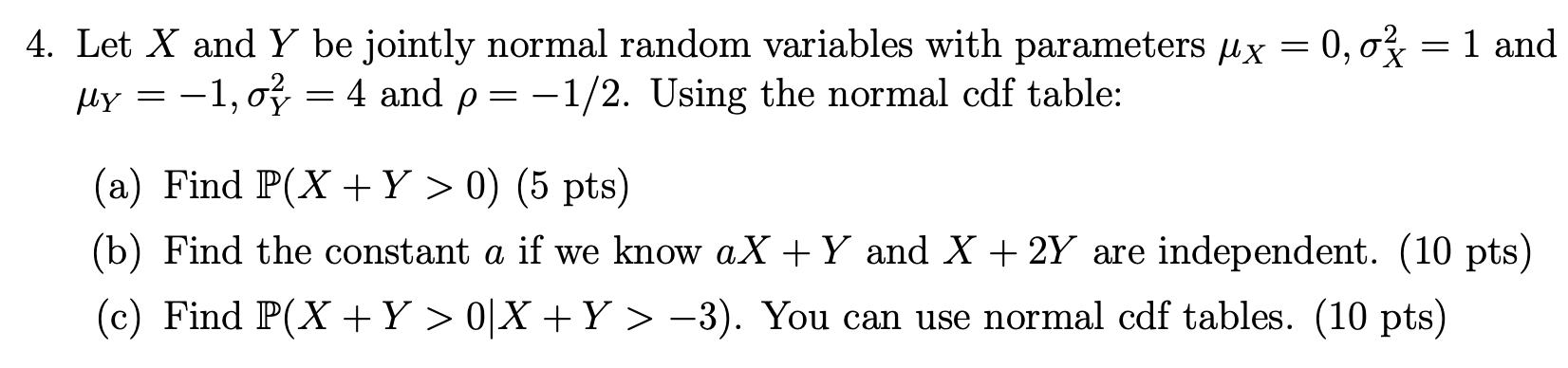 Solved 4. Let X And Y Be Jointly Normal Random Variables 