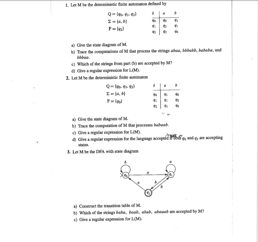 Solved 1. Let M be the deterministic finite automaton | Chegg.com
