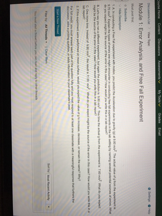 Solved In conducting a Free Fall experiment with motion, you