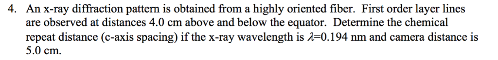 Solved 4. An x-ray diffraction pattern is obtained from a | Chegg.com